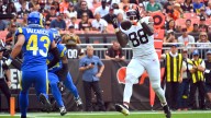 What was the result of Harold Fannin Jr.'s first NFL preseason catch?