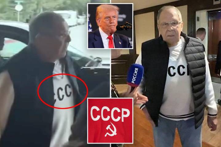 Putin’s foreign minister trolls Ukraine by wearing USSR sweatshirt to high