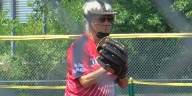 Senior women competing in weekend softball tournament