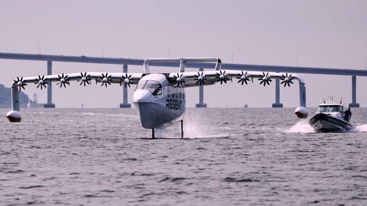 Winged ferry that glides like a pelican tested for coastal transit
