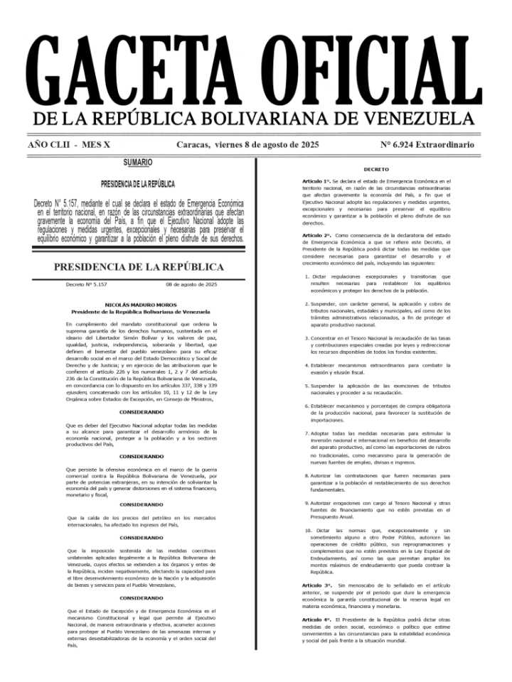 Gobierno Nacional renovó Decreto del Estado de Emergencia Económica