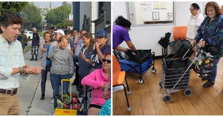 Kevin de León, Ysabel Jurado hold dueling food giveaways in Boyle Heights, El Sereno