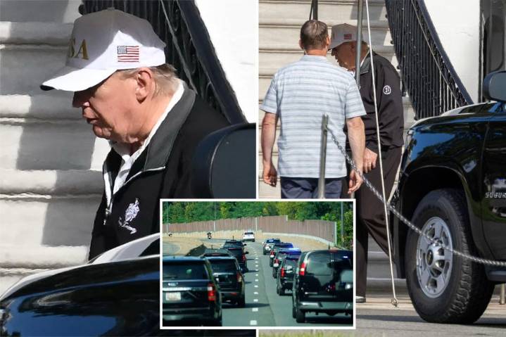 Donald Trump seen Sunday after strange speculation about his health