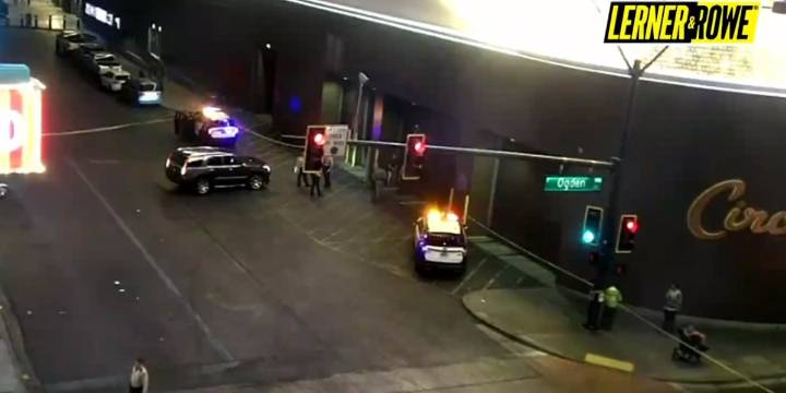 Pedestrian hospitalized after being struck in Downtown Las Vegas