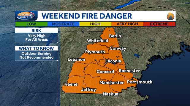 Fire danger very high across New Hampshire; Erin strengthens to major hurricane