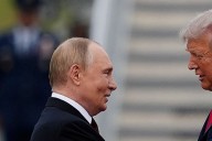 Donald Trump and Vladimir Putin shake hands in Alaska as Ukraine war talks begin