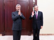 Indian foreign minister stresses on border peace in talks with China's Wang