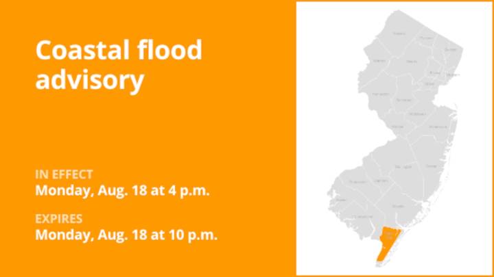 Coastal flood advisory in place for Cape May County until Monday night