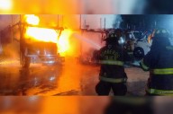 #Video: Incendio consume tres tractocamiones en carretera Toluca