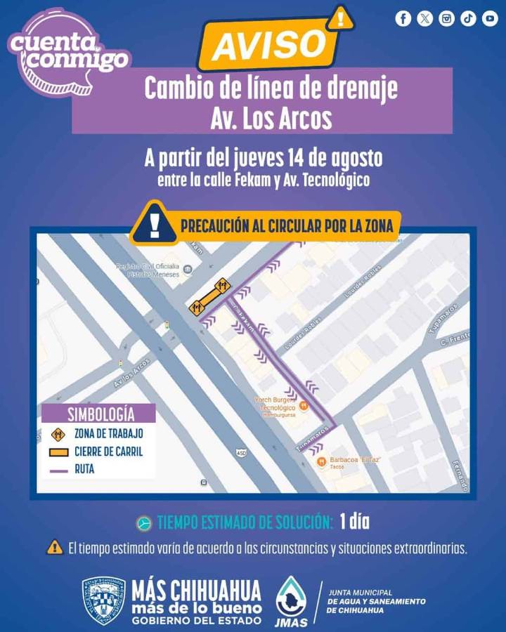 Inicia JMAS Chihuahua este jueves la rehabilitación de líneas de drenaje y agua potable en distintos puntos de la ciudad