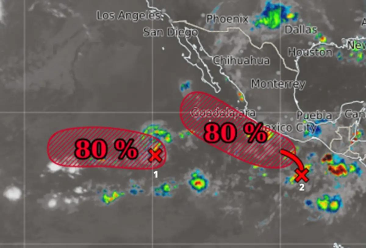 ¡Dos posibles ciclones a la vista! Conagua vigila sistemas frente al Pacífico