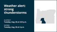 Thunderstorms with penny-sized hail in Oregon Tuesday – gusts to hit 40 mph