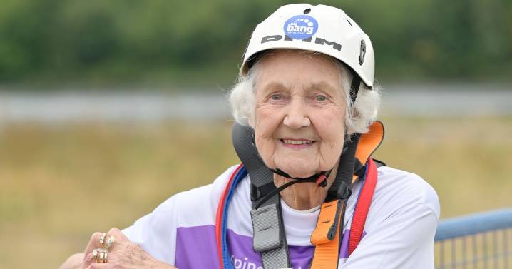 Daring Bearsden pensioner takes on huge zipline across the Clyde aged 93