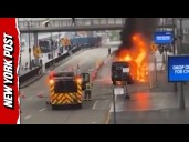 Shocking Video Shows Flames Spewing Out of Van at Atlanta Airport