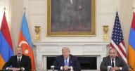 Leaders of Armenia and Azerbaijan shake hands as they join Trump, sign agreement at peace summit