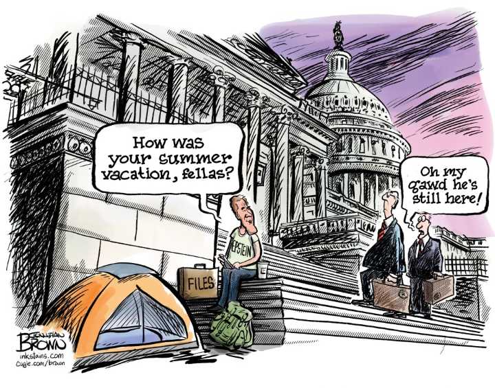 Cartoonist’s take: ‘Epstein simply won’t go away’