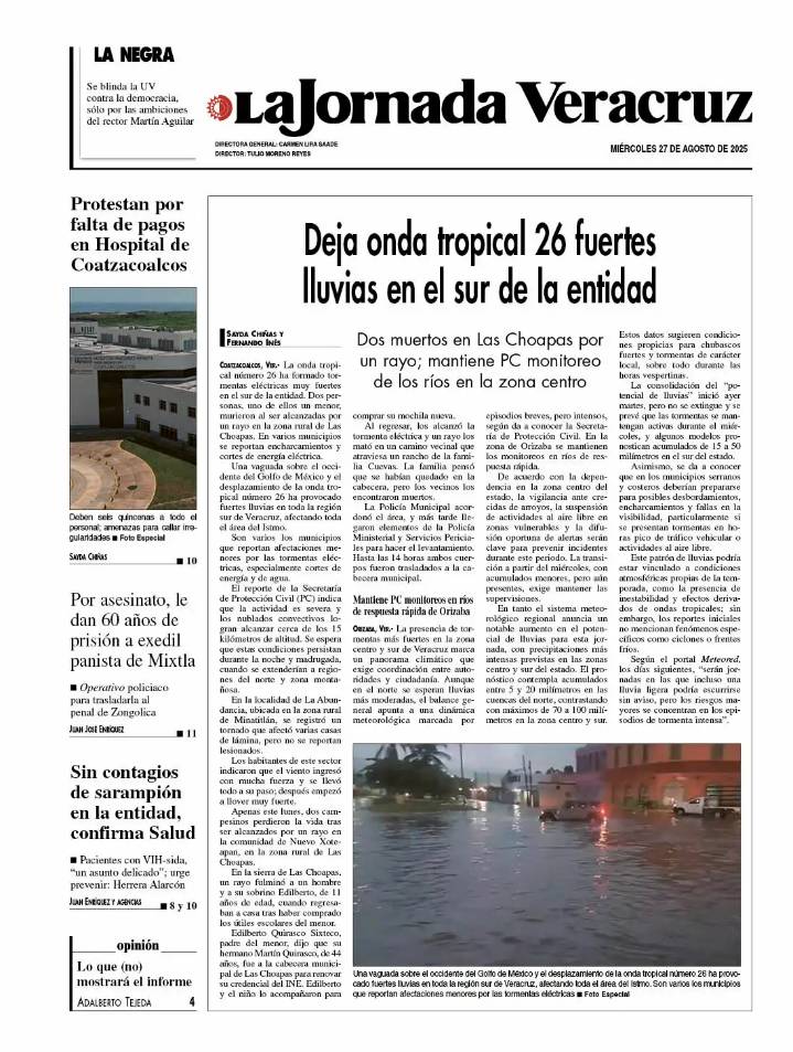 Contraportada del 27 de agosto de 2025