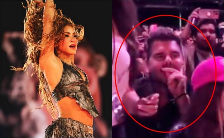 Captan a Antonio de la Rúa viendo a Shakira interpretar "Día de enero", mientras miles la coreaban a su alrededor