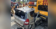 Driver slams into school bus during pursuit
