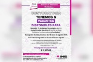 INE abre cinco vacantes laborales en Los Cabos