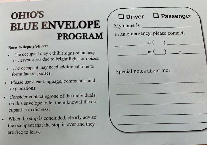 Orange police taking part in Blue Envelope Program, designed to benefit those with disabilities