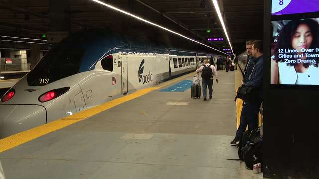Fastest passenger train makes first departure at Boston's South Station