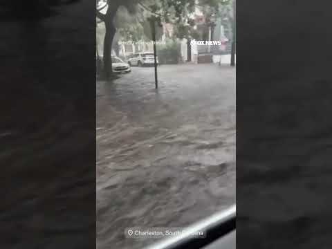 'NO WAKE ZONE': Driver navigates flash flooding in Charleston, South Carolina #shorts