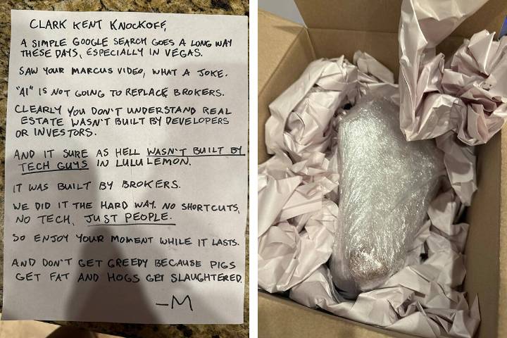 AI CEO in Clark County says he was mailed bloody pig’s head