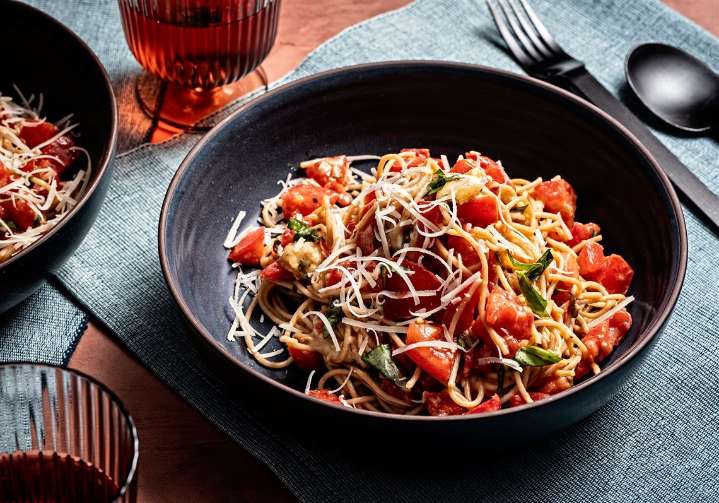 Ripe tomatoes and Brie meld in this luscious, no-cook pasta sauce