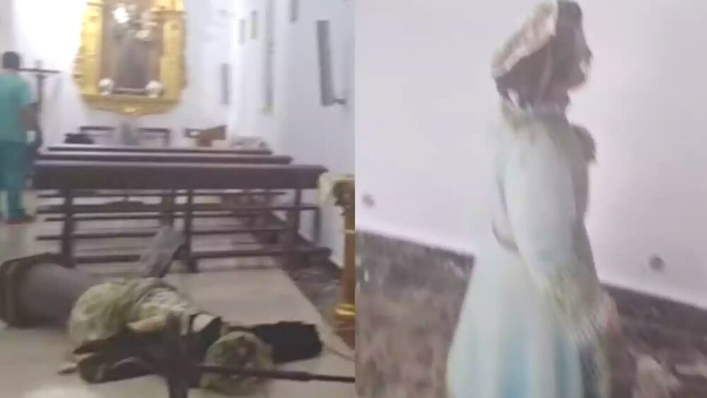 Una mujer con un brote vandaliza la parroquia de Yeles y destruye varias imágenes
