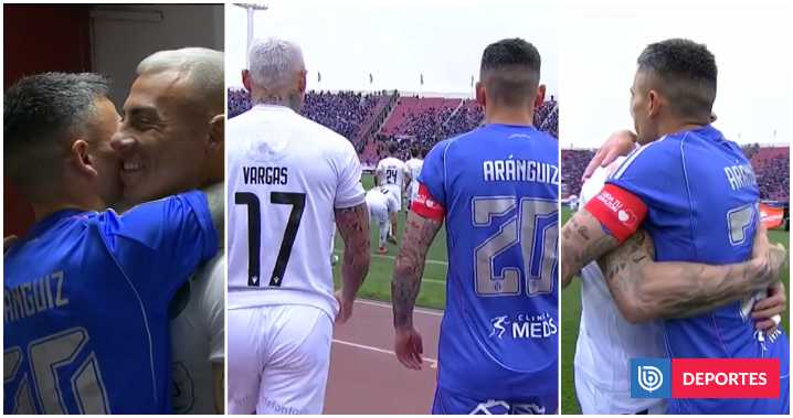 Caluroso recibimiento a Eduardo Vargas en su primer partido contra La U: aplausos y abrazo con Charles