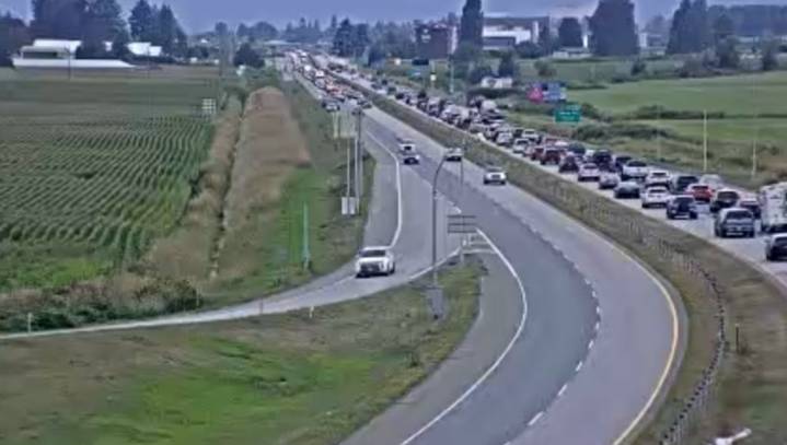 HWY 1 through Chilliwack blocked eastbound due to crash