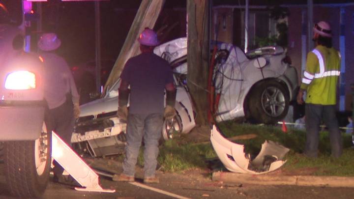 2 hurt after driver strikes utility pole in Glassboro