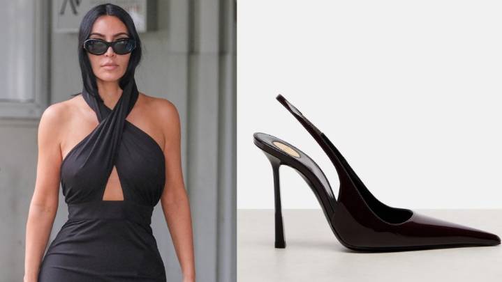 Kim Kardashian Wears Sharp Saint Laurent Slingbacks in Venice