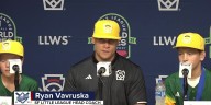 Ryan Vavruska reacts to Maxen Snoozy’s gem at LLWS in Sioux Falls 2