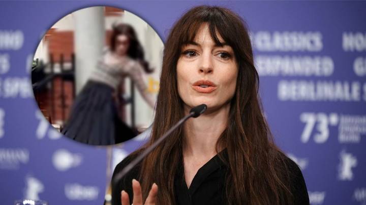 Anne Hathaway sufre caída durante la filmación de 'El diablo viste a la moda 2', así reaccionó: VIDEO