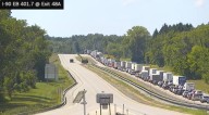 Bus rollover with dozens of passengers shuts down all lanes on NY Thruway east of Buffalo
