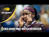 Coco Gauff gets emotional in her post-match interview in Round 2