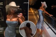 Brooks Nader rocks nothing but thong bikini bottoms during fun