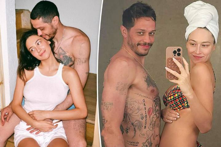 Pete Davidson's pregnant girlfriend, Elsie Hewitt, shows off growing baby bump in vacation pics