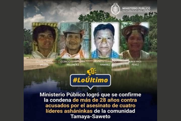 Caso Saweto: ratifican 28 años de cárcel contra madereros por crimen de líderes indígenas