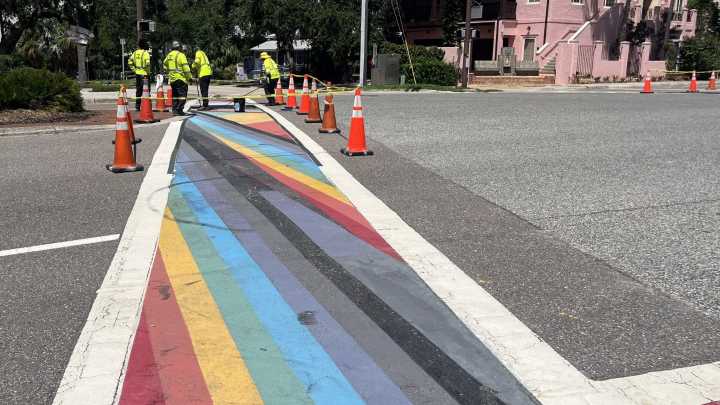 Sarasota crews remove 'PrideWalk' mural as required by Gov. DeSantis