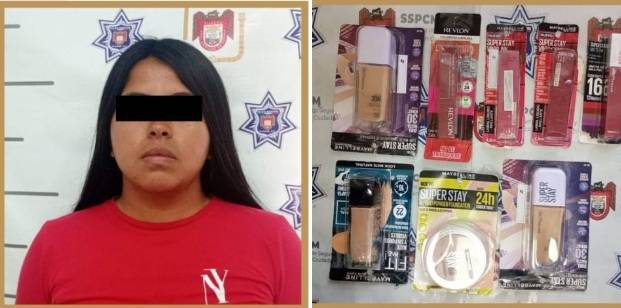 Detienen a mujer de 27 años por robar maquillaje de una Bodega Aurrerá