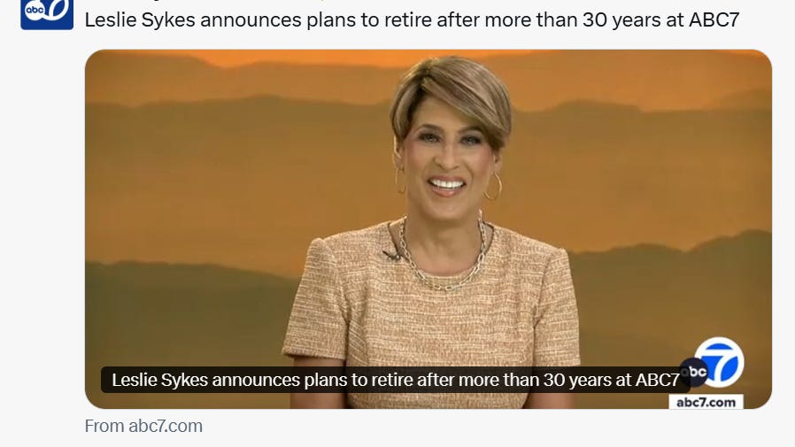 Leslie Sykes, veteran ABC7 anchor and SoCal native, is retiring