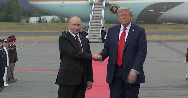 Trump and Putin shake hands in Alaska ahead of meeting on Ukraine peace deal