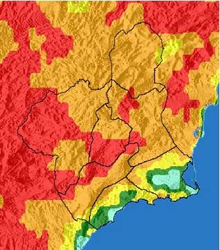 Riesgo extremo de incendio forestal en gran parte de la Región de Murcia este lunes