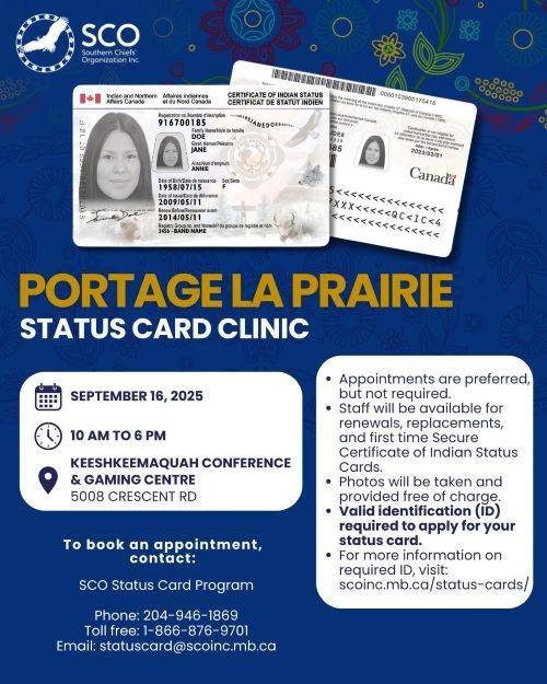 Southern Chiefs’ Organization hosting status card clinic at Keeshkeemaquah