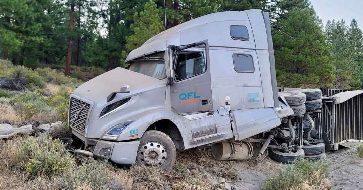 I-80 traffic slow near California-Nevada border after big rig hauling Tesla batteries crashes