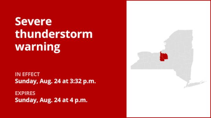 NY weather update: Thunderstorms with damaging winds and walnut-sized hail in Cayuga and Onondaga counties Sunday
