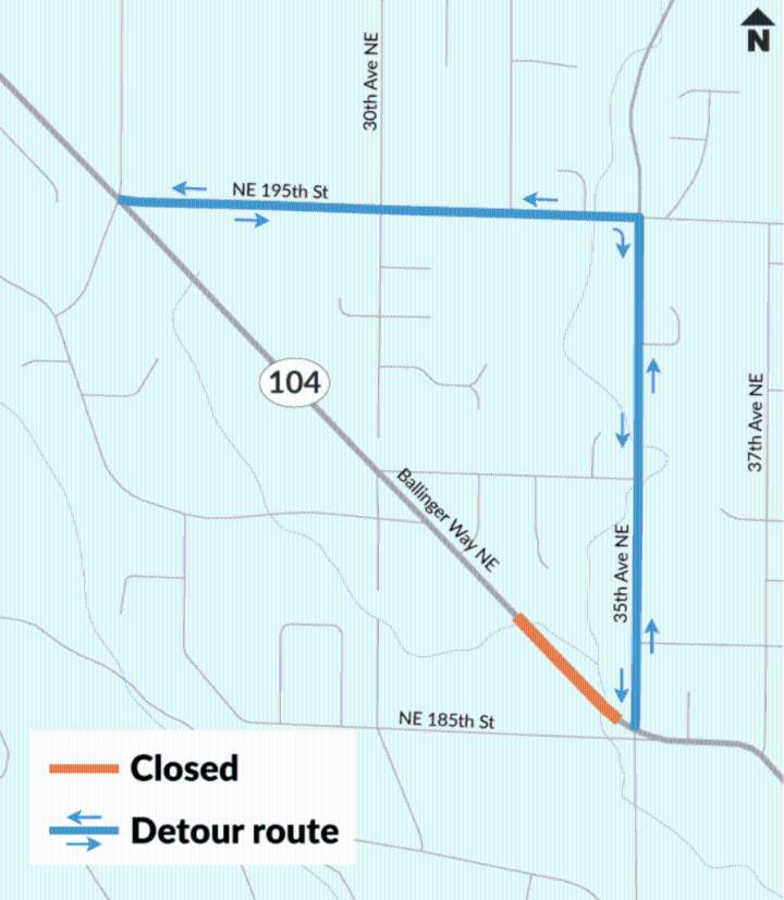 Extended SR 104 closure begins Thursday, Sept. 4, for fish passage work in Lake Forest Park